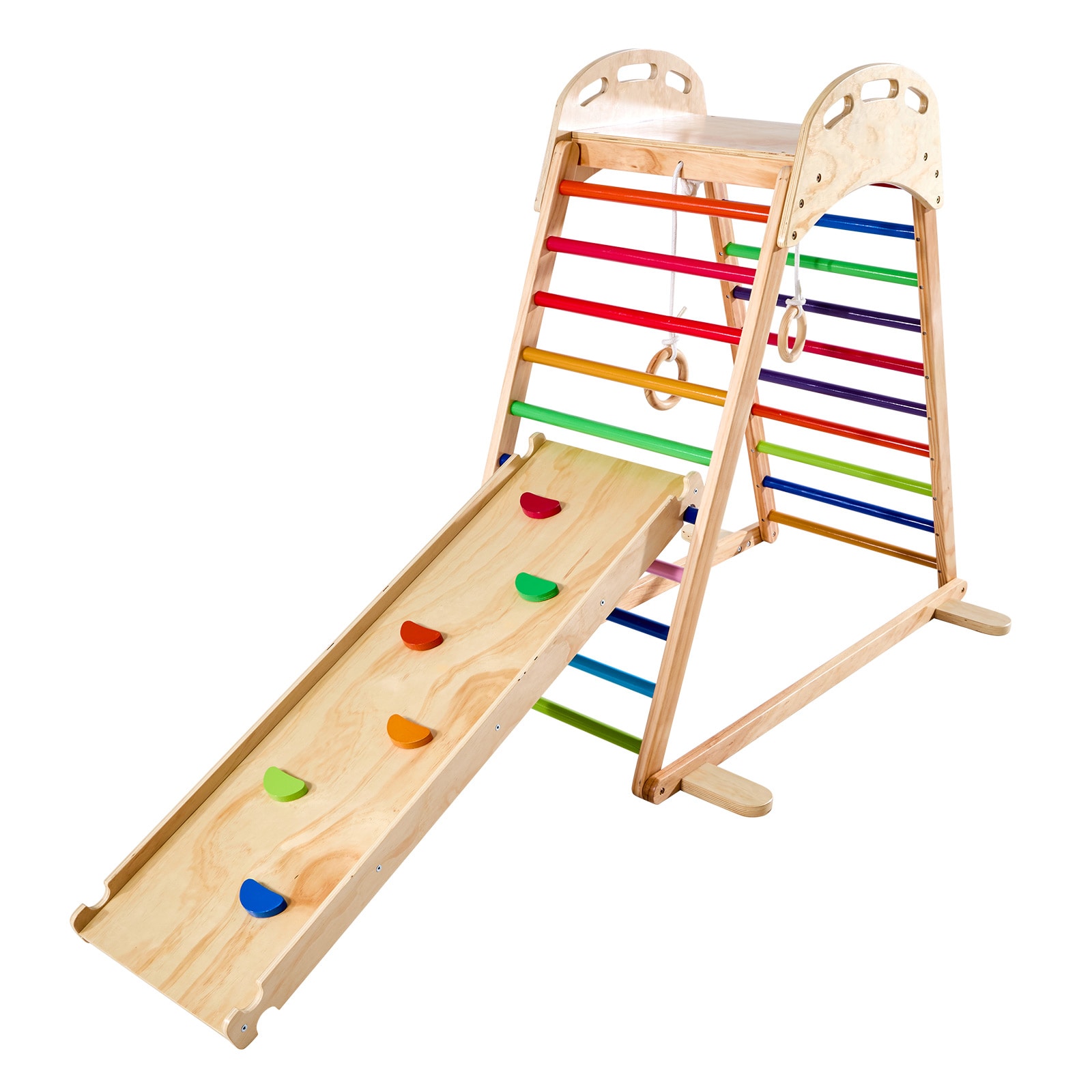 Wooden Indoor Playground Playset 4 In 1 Jungle Gym For Kids_voghion.com